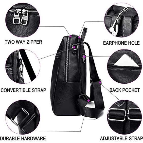 🆕 Luxury Backpack Purse for Women Cute Shoulder Durable Buckle Bag NWT - Picture 4 of 7